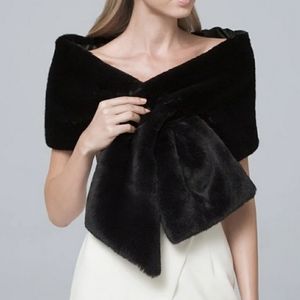 White House Black Market faux fur stole black